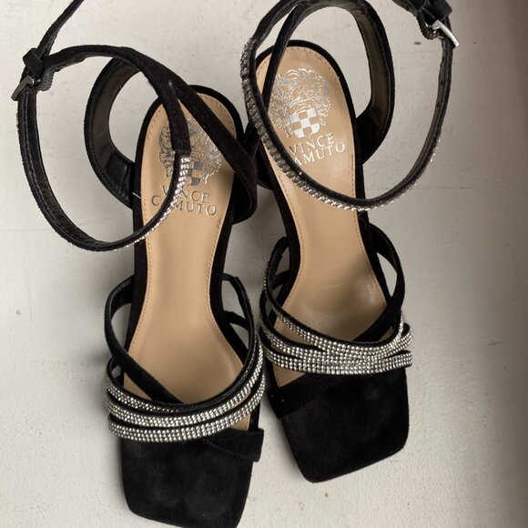 Vince Camuto Brevern Black Rhinestone Sandals 7.5 - Picture 8 of 11